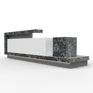 黑色云斑大理石前台接待台现代简约服务台收银桌