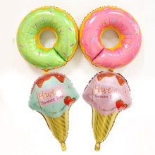 厂家直销 夏季甜甜圈派对聚会装饰铝箔气球 冰淇淋甜筒铝膜气球