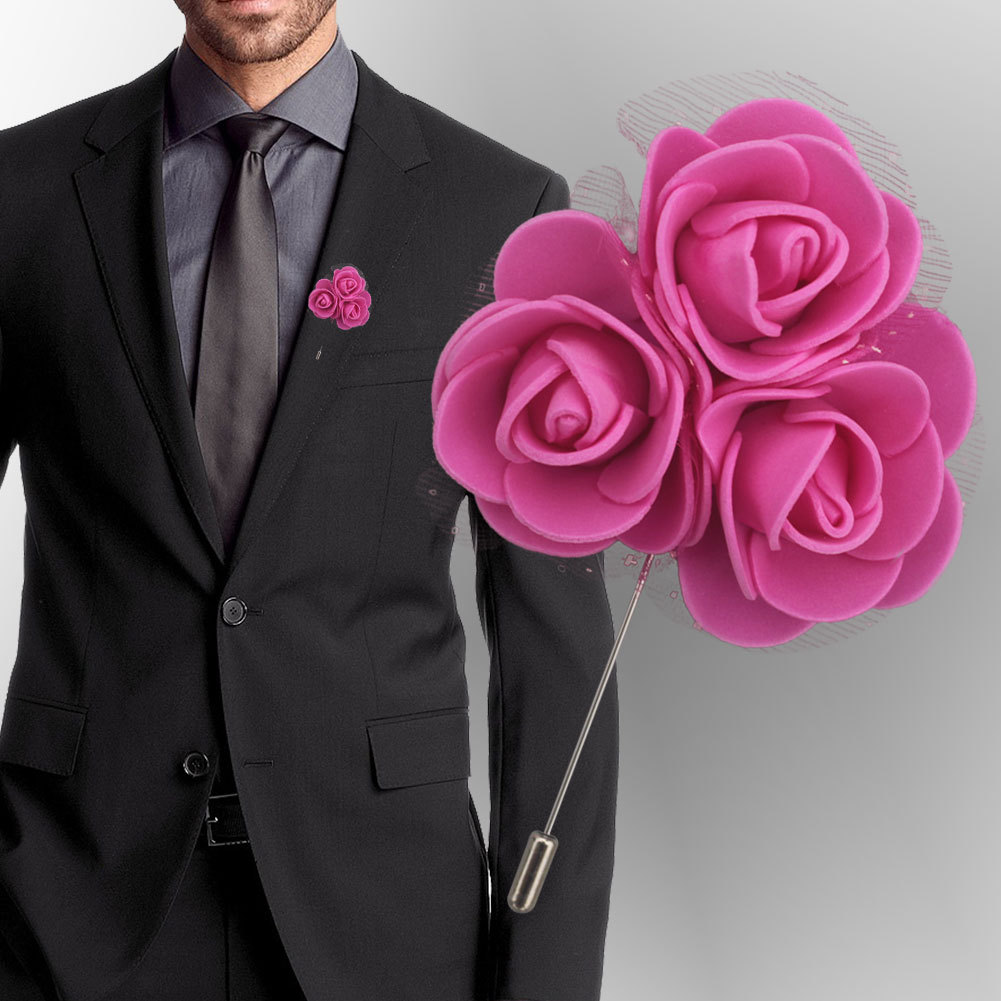 新款原创欧美男士西装礼服玫瑰花手工布艺胸针胸花领针配饰xh005