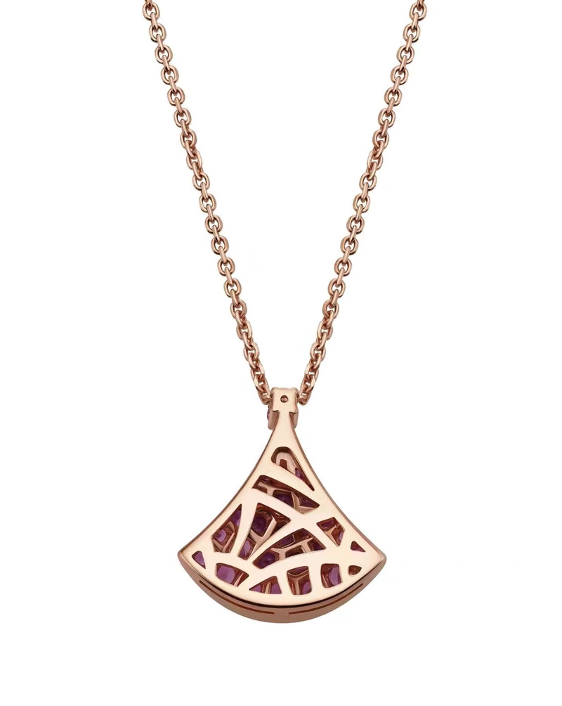 2018新款名媛气质时尚粉色小钻镶嵌扇形高端大牌项链