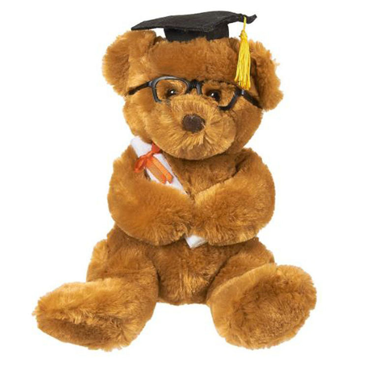 c771眼镜毕业熊公仔 棕色戴博士帽泰迪熊毛绒玩具 毕业熊纪念礼品