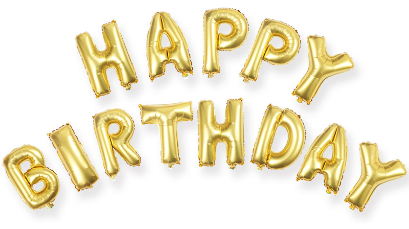16寸生日快乐铝膜气球happybirthday英文字母套装派对气氛装饰
