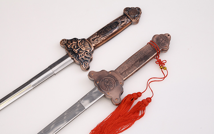 太极剑双伸缩剑木兰双剑健身折叠武术表演剑道具收缩晨练剑未开刃