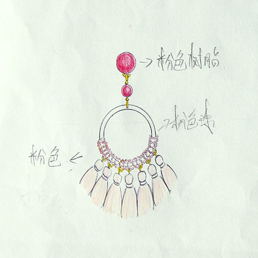 杰米原创设计手稿 欧美创意流苏耳环女复古波西米亚耳坠耳饰定制