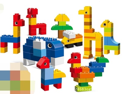 益智大颗粒环保diy可爱动物100块拼搭积木包含展示桌面 厂家直销