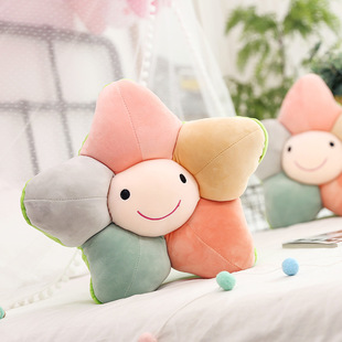 新款卡通七彩太阳花抱枕可爱表情靠垫舒适羽绒棉沙发坐垫批发定制