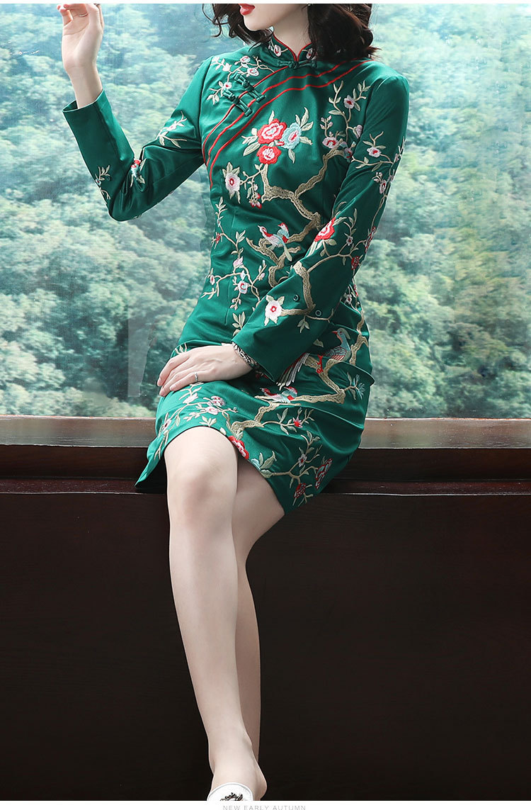 【年终亏本清仓】og-99045中国风重工刺绣贵妇唐装改良旗袍连衣裙