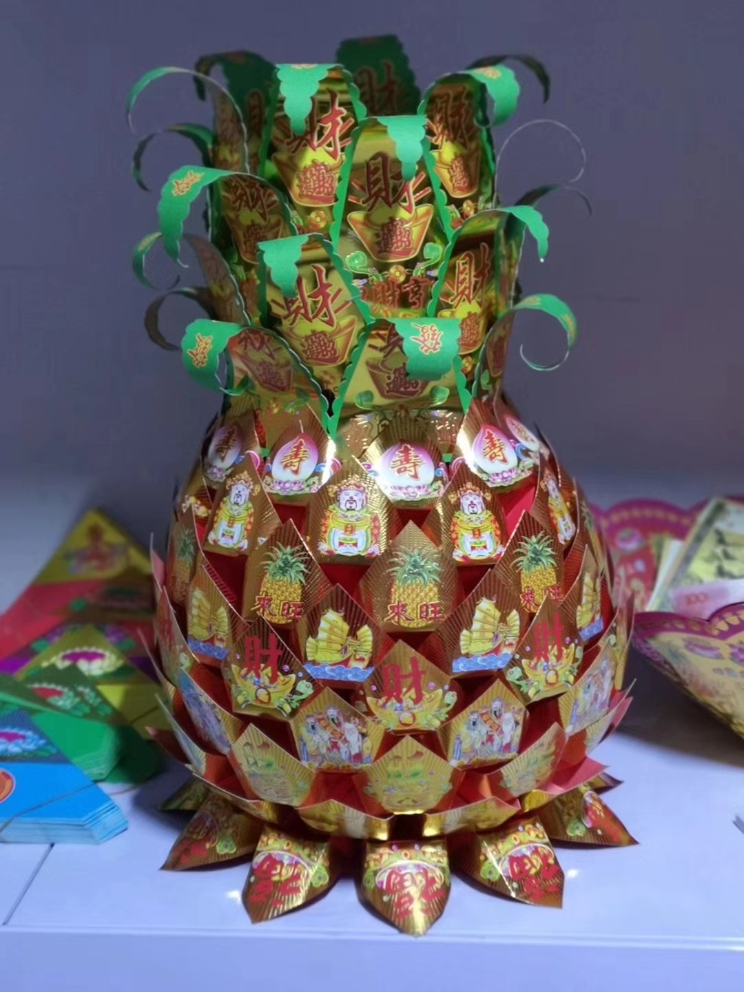 殡葬用品 纸扎纸活金宝篮 花篮 元宝盆 金条 聚宝盆祭祀用品佛教