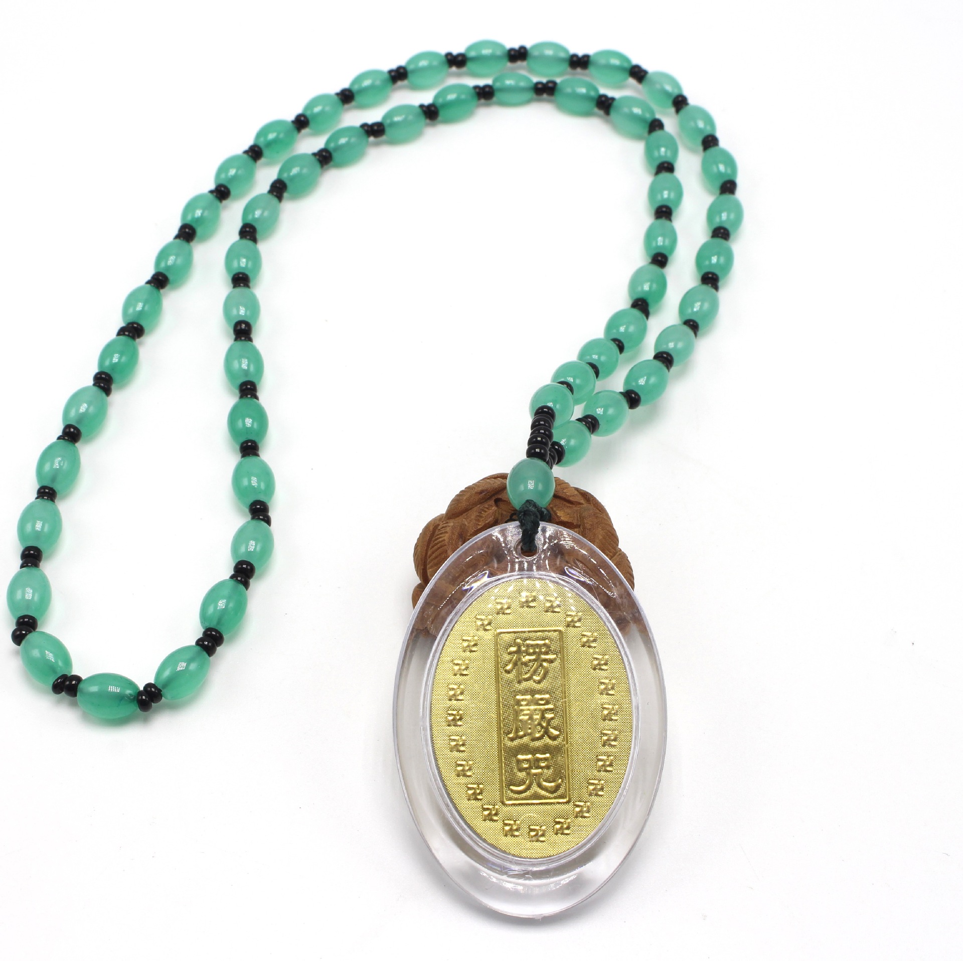 新款椭圆形金箔楞严咒护身符项链保平安 佛教用品 寺庙结缘