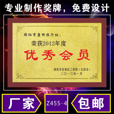 荣获年度优秀会员金属奖牌定制发spa证书企业形象奖牌教师荣誉证