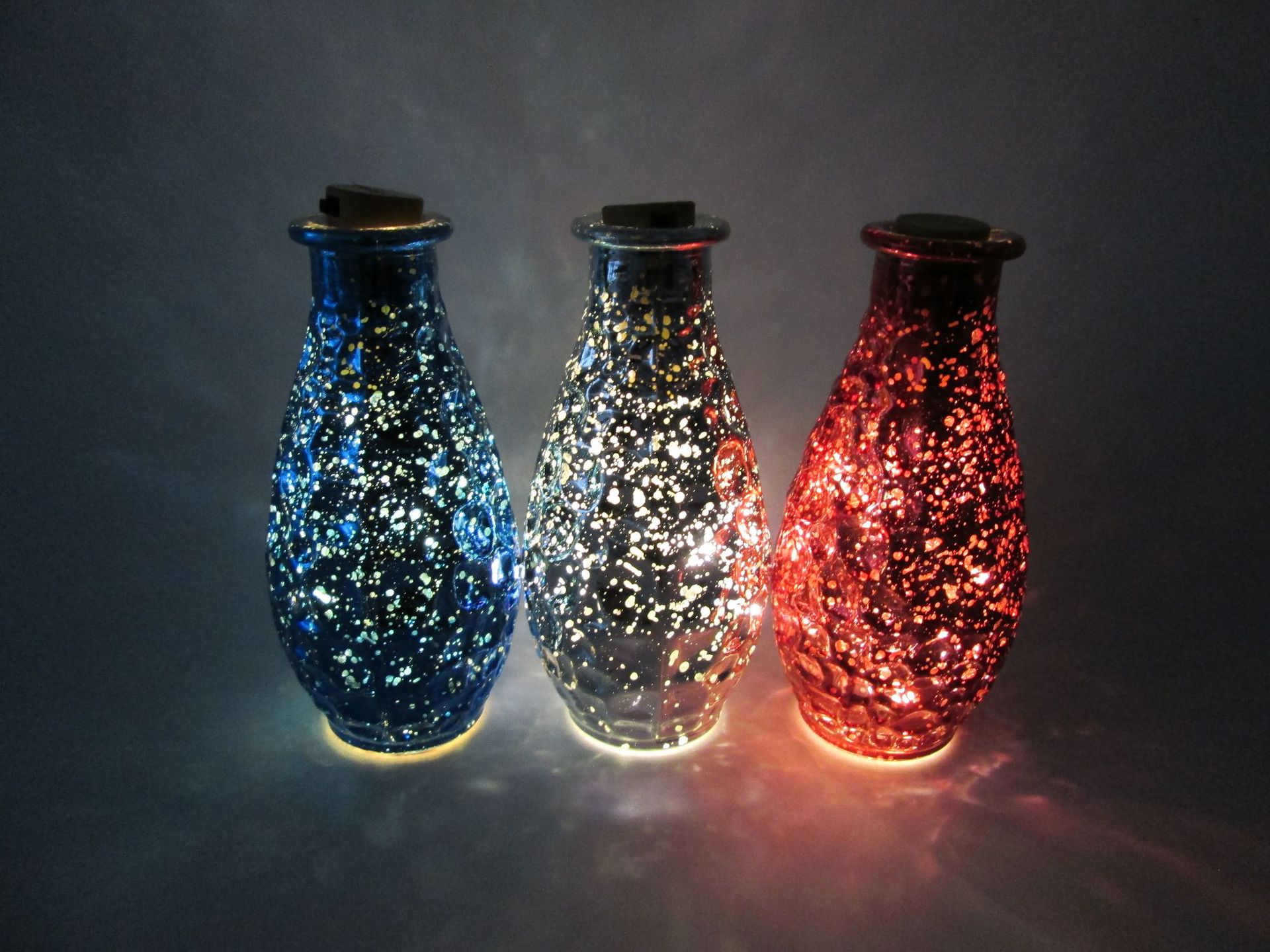 玻璃灯罩彩色玻璃花瓶酒瓶led灯串玻璃小烛台 电镀银淡金玻璃花瓶