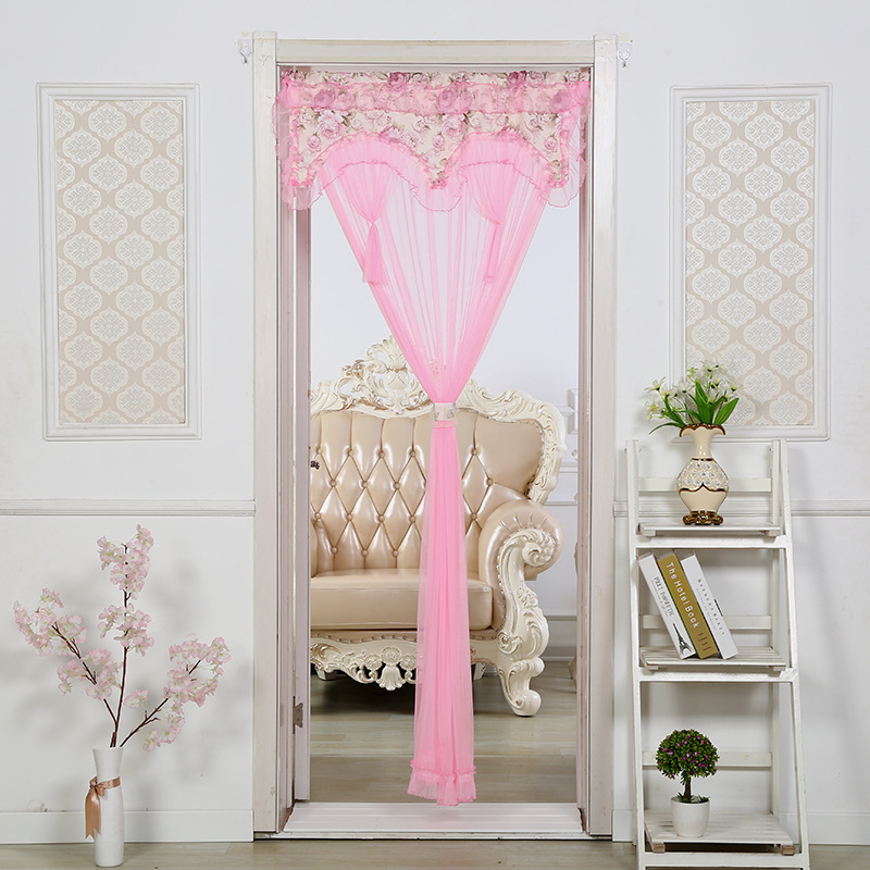 厂家供应单层纱门帘 蕾丝布艺门帘 夏季防蚊卧室玄关门帘 2个起售