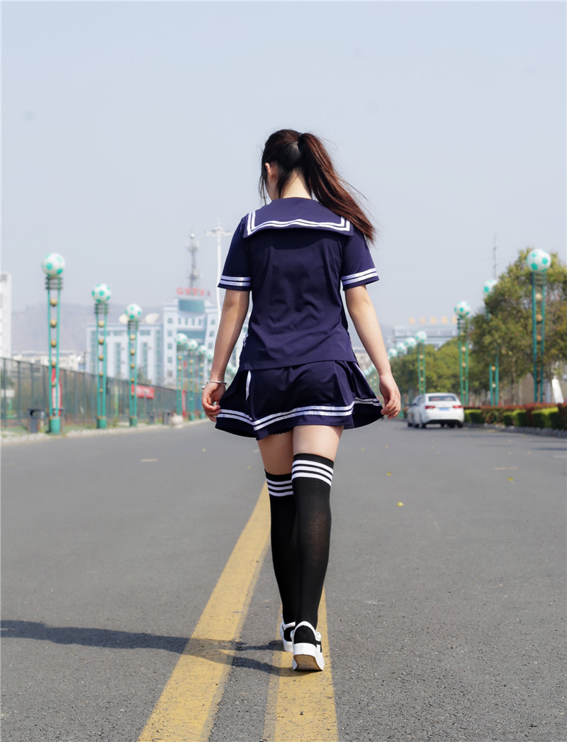 日系海军白色水手jk制服 女学生装领带短袖校服cos学院风厂家直销