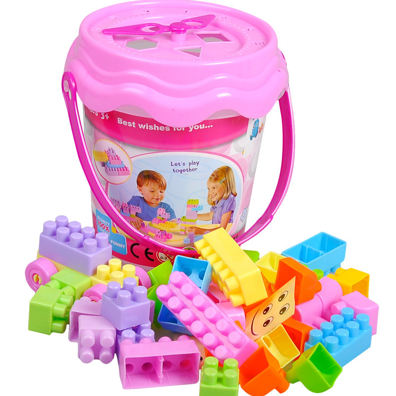 厂家直销abs大颗粒益智玩具拼插积木桶装套装塑料diy玩具