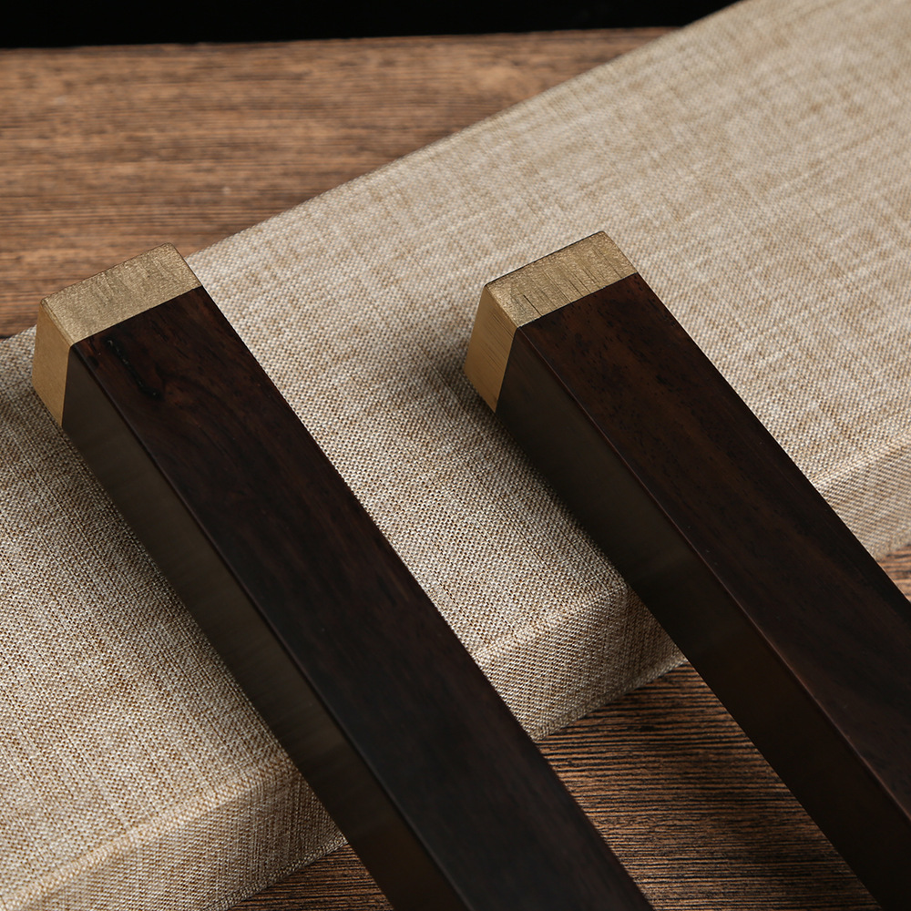 黑檀木禅悟镶铜红木镇纸木质镇尺 毛笔书法文房四宝压纸压书镇尺