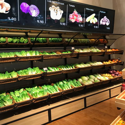 水果蔬菜钢木结合货架 蔬菜水果展示台 超市生鲜水果高品质展示架