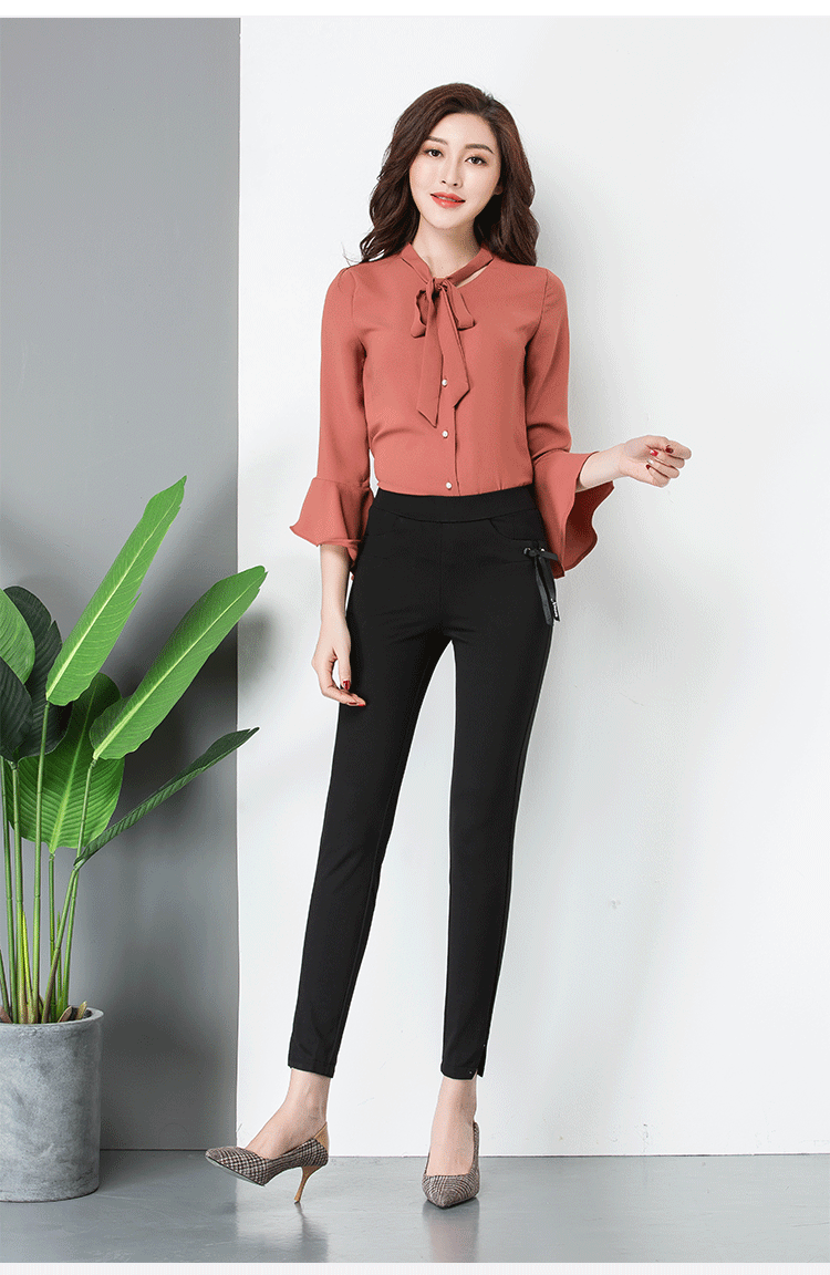 2018春秋新款女铅笔裤子弹力交口开叉小脚裤韩版九分大码休闲裤女