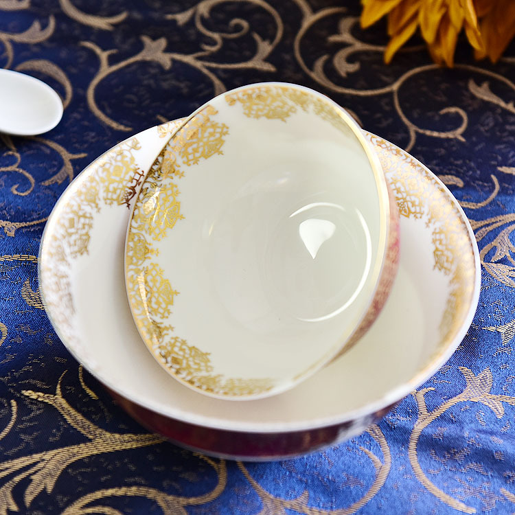 唐山批发创意礼品骨质瓷餐具套装 回礼陶瓷餐具浮雕金38头定制