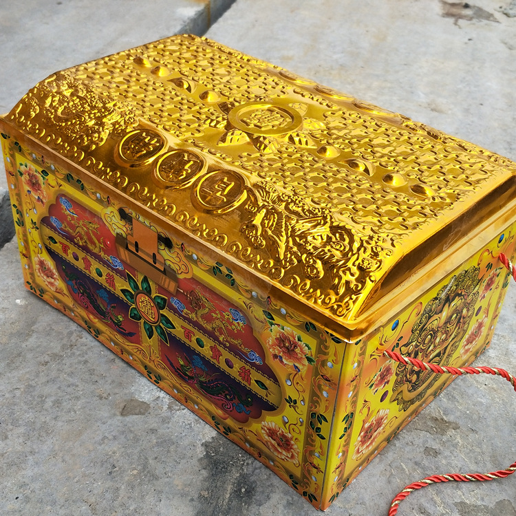 纸扎百宝箱冥府钱箱烧纸祭祀用品冥币纸钱批发锡箔元宝殡葬用品