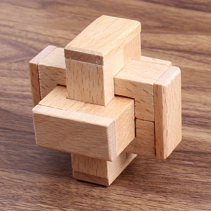 榉木心心相印古典益智玩具孔明锁趣味解锁礼物取宝十八罗汉