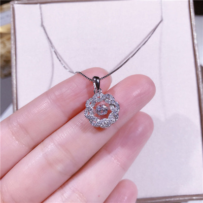 简约s925纯银花藤灵动项链 微镶满钻 甜美百搭跳动锁骨链 饰品女