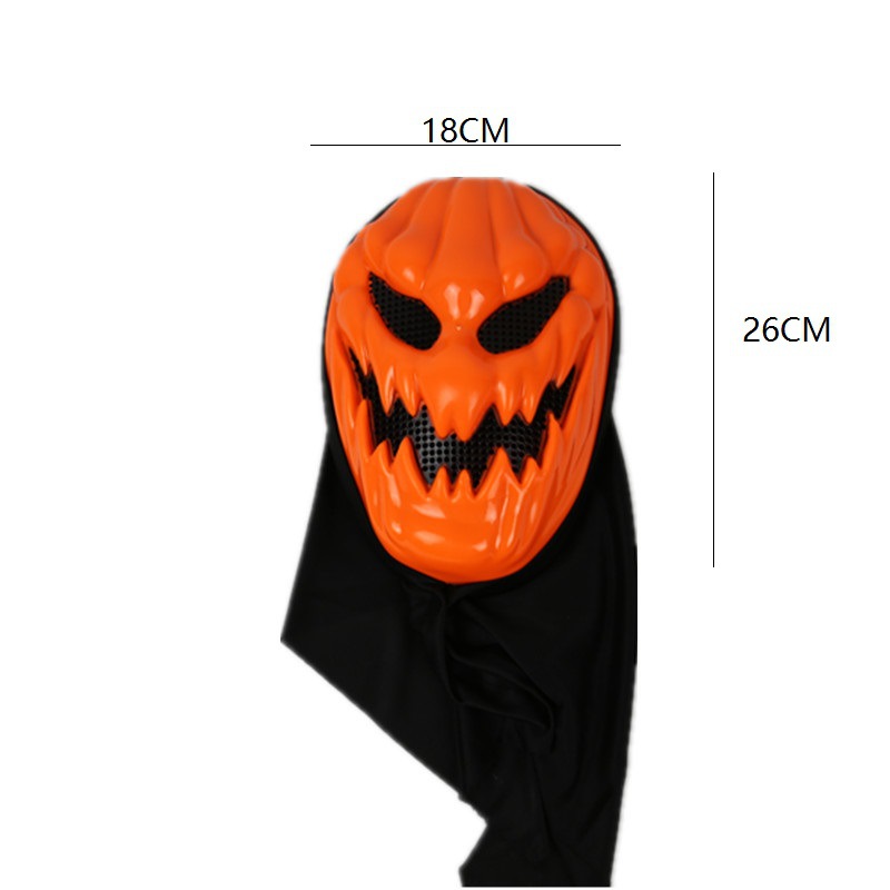 Cross-Border New Small Wholesale Halloween Trick Props Full Face Head Cover Orange Pumpkin Skull Ghost Face Mask