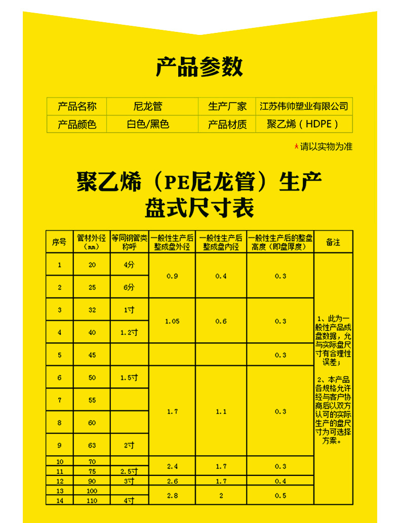 伟帅牌hdpe穿线管 100%全新料盘管 pe尼龙管 规格齐全