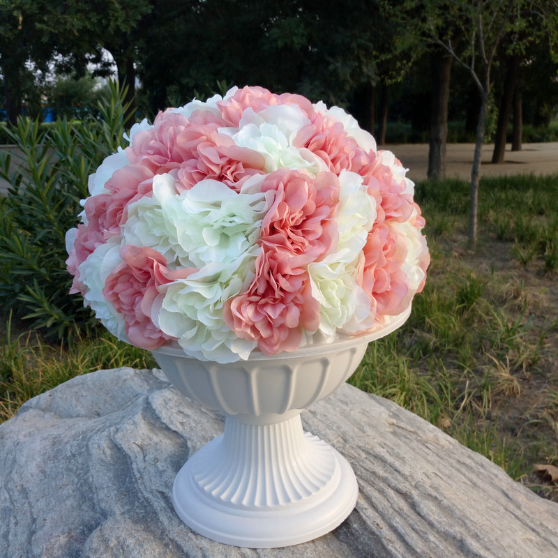 欧式罗马柱花球路引 婚庆路引仿真花球 装饰道具仿真绢花花球