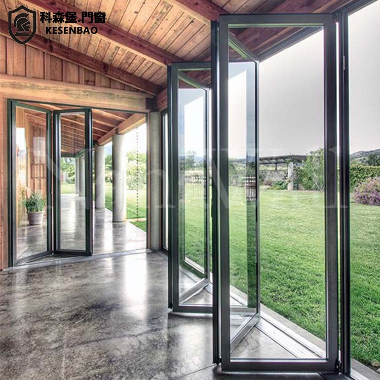 厂家货源铝合金折叠门 落地玻璃重型折叠门 静音隔热75系列折叠门