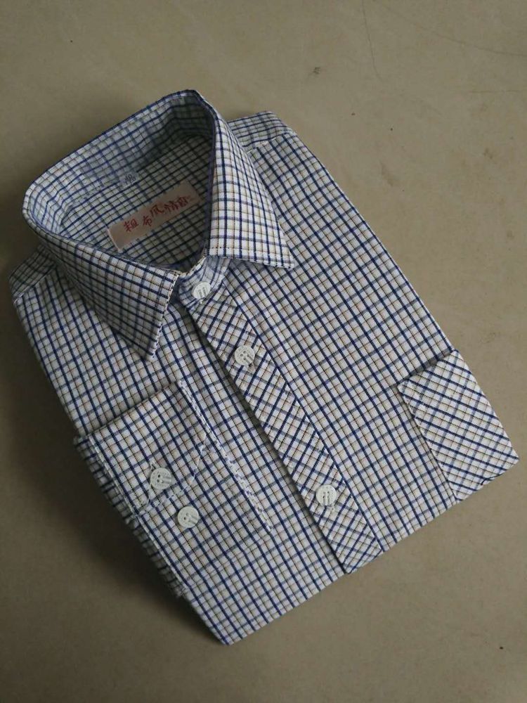 2018新款纯棉老粗布衬衣男士格子长袖衬衫休闲商务衬衫厂家批发