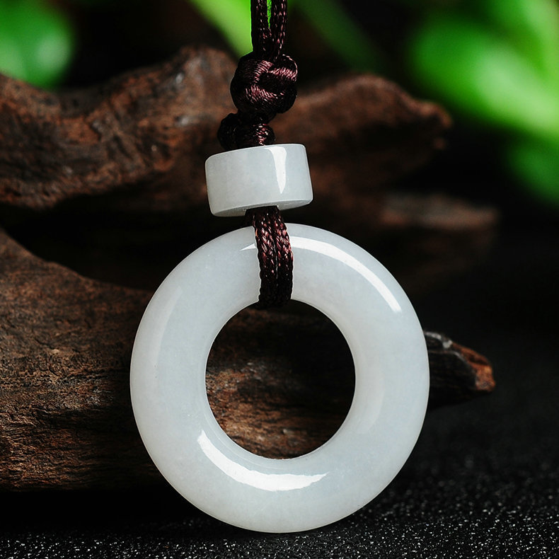 天饰a货翡翠圆环怀古挂件 玉石缅甸玉石男女款平安扣吊坠带证