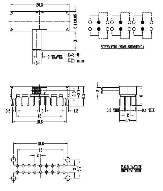 两位侧拨式拨码开关
