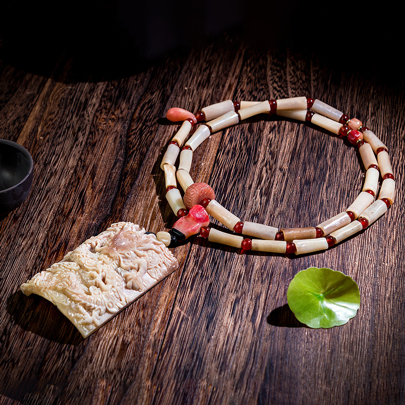天然鹰骨手链108颗念珠首饰民族风藏式骨头手串男士文玩饰品
