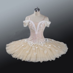 米色睡美人芭蕾tutu专业定制经典芭蕾舞台服装比赛考级练习蓬蓬裙