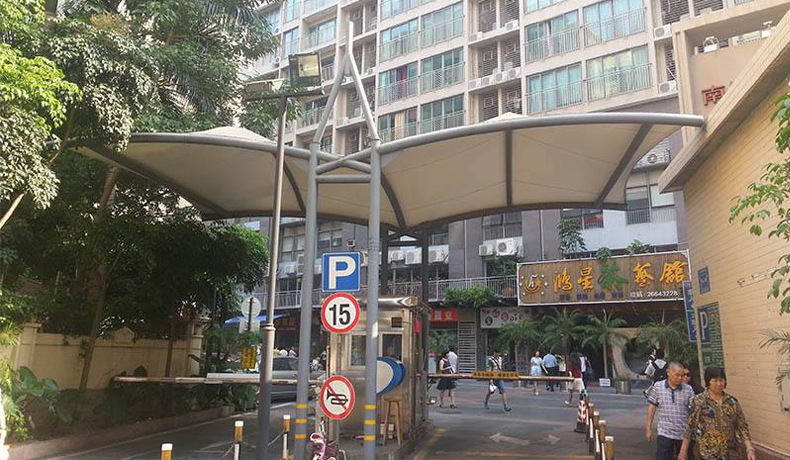 设计安装地下车库出入口膜结构顶棚 轻钢膜结构出入口 张拉膜雨篷