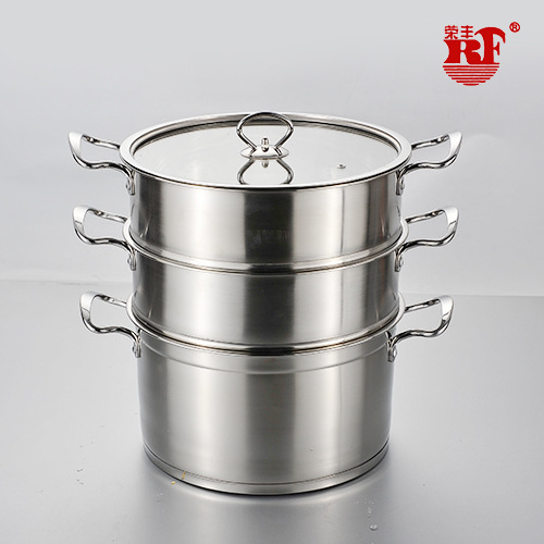 Stainless Steel Three-Layer Thickened Korean Steamer Three-Layer Double-Layer Steamer Non-Magnetic Double Bottom Gift Pot Hot Pot Cookware