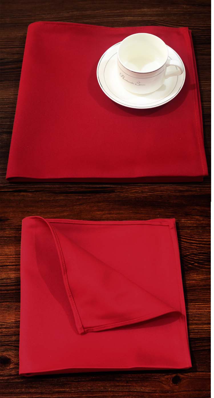 全棉大红色餐巾口布纯棉擦杯布吸水好不掉毛可折花造型打杯布特价