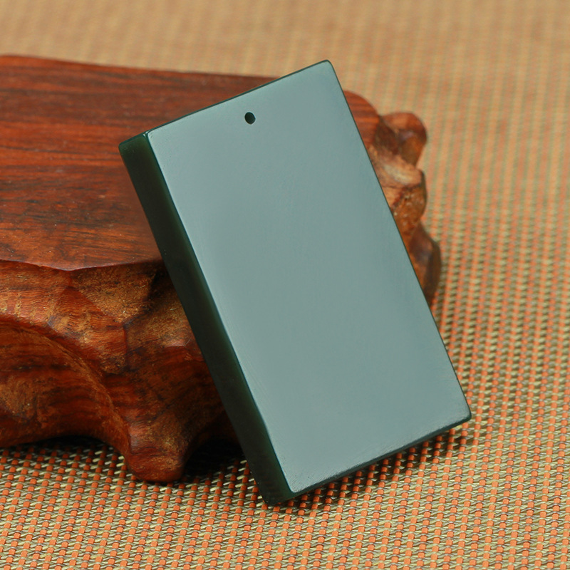 新疆和田玉青玉牌子吊坠男女款青玉墨玉平安无事牌玉佩挂件平安牌