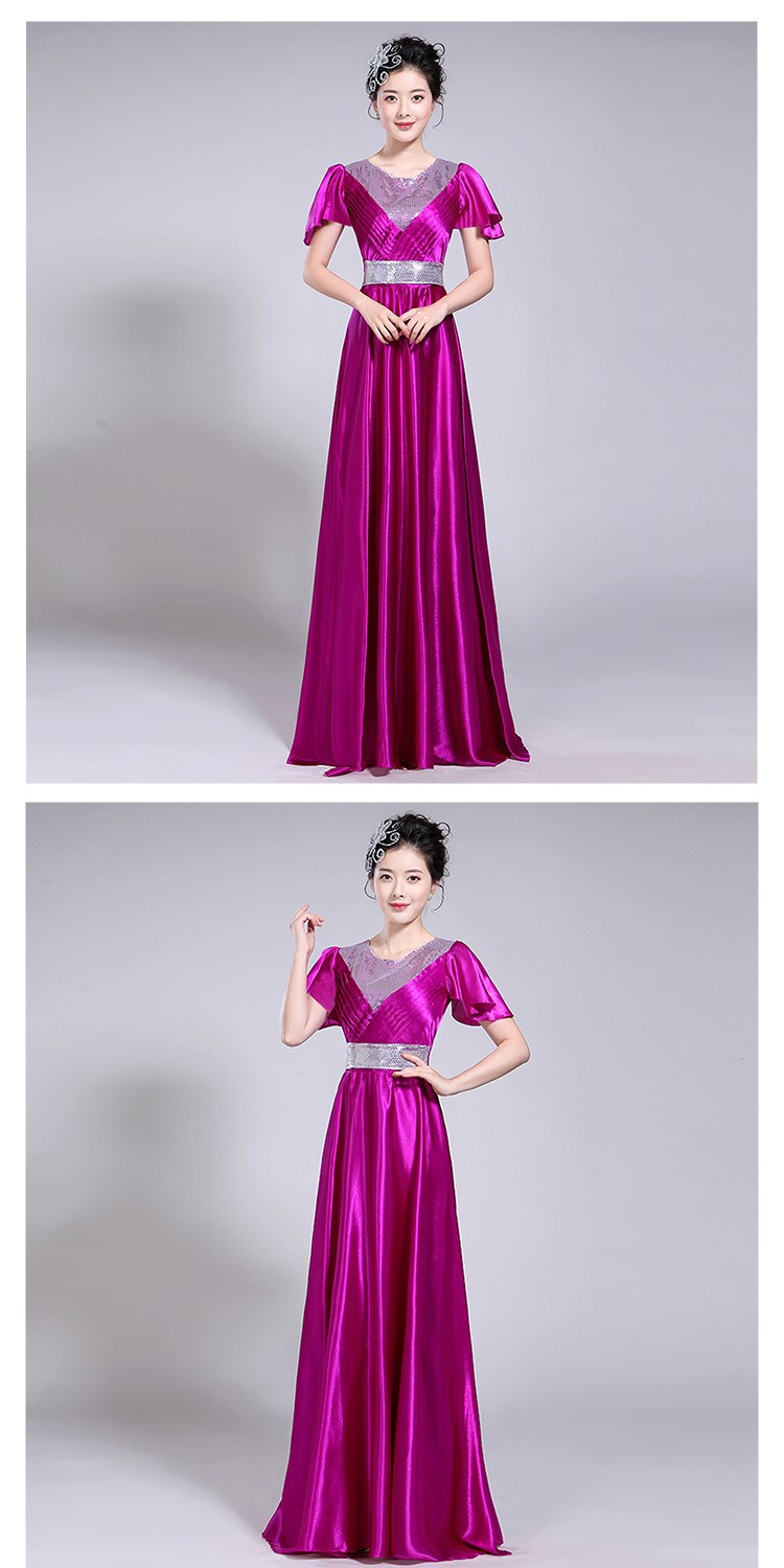 女士合唱服长裙合唱团演出服装舞台国庆团体大合唱表演服装女成人