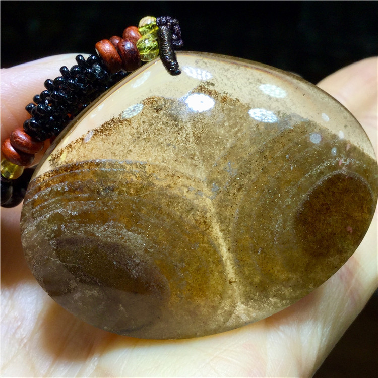 东海水晶 天然巴西金幽灵金沙聚宝盆千层山吊坠