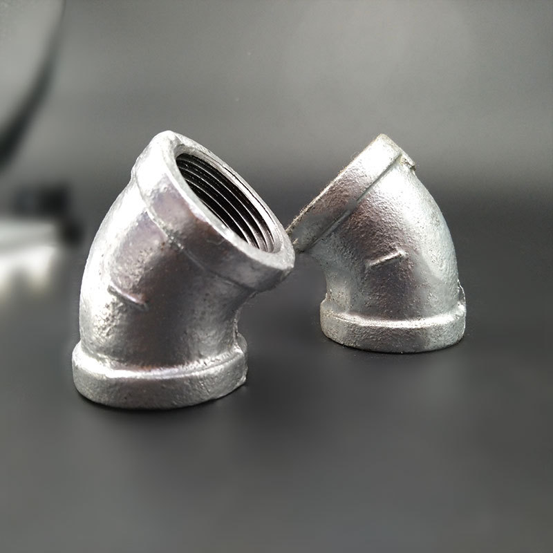 卡耐夫 45°弯头 厂家直销国标加厚 热镀弯头 玛钢镀锌弯头 直弯