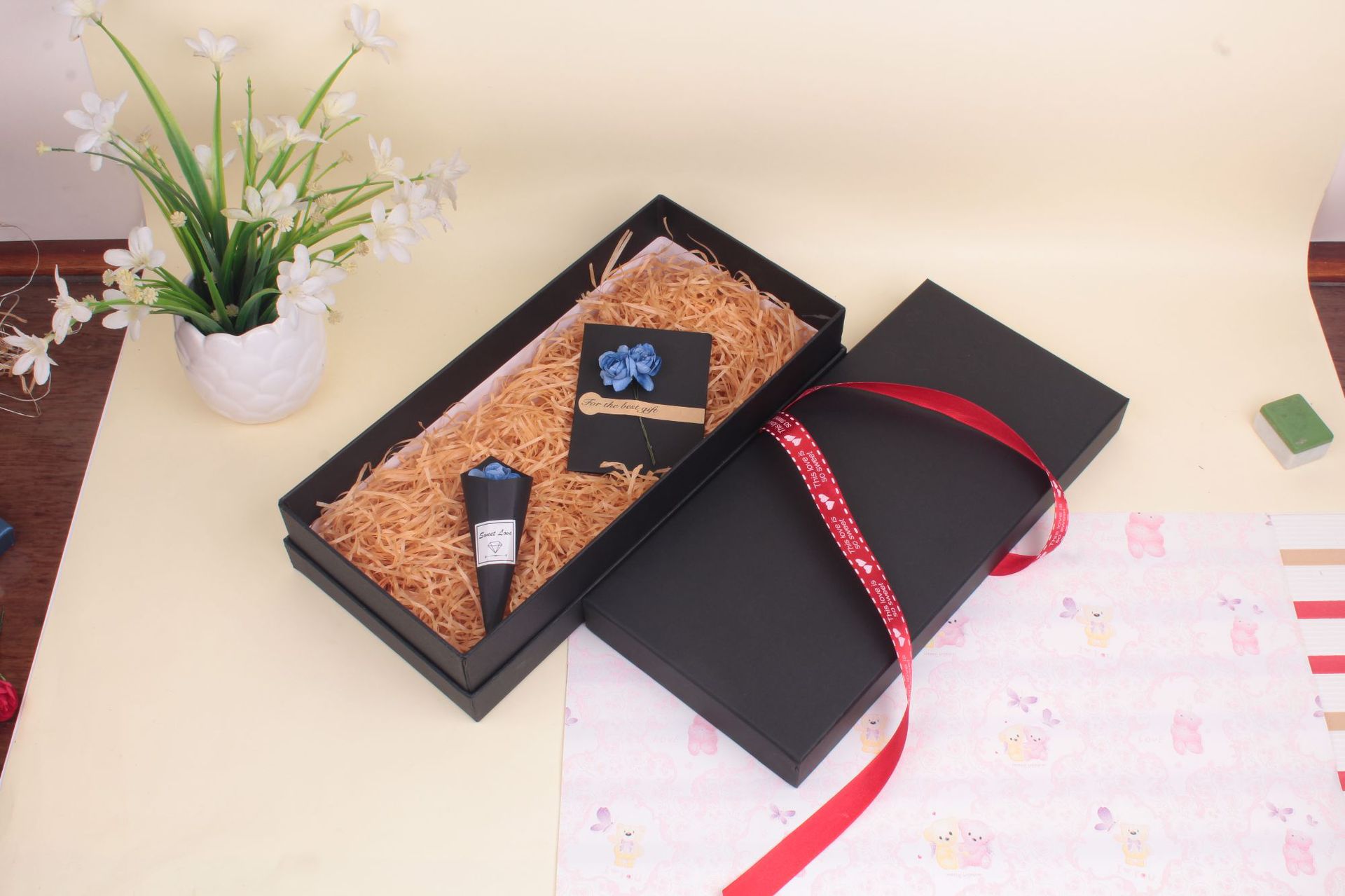 牛皮纸礼品盒父亲节礼物盒钱包盒子创意礼盒黑色长方形大号包装盒