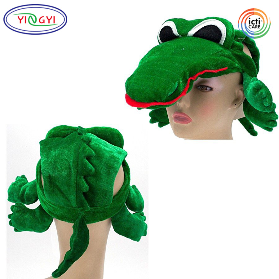 鳄鱼圣诞节动物头饰头套毛绒卡通演出帽子幼儿园年会搞怪表演道具