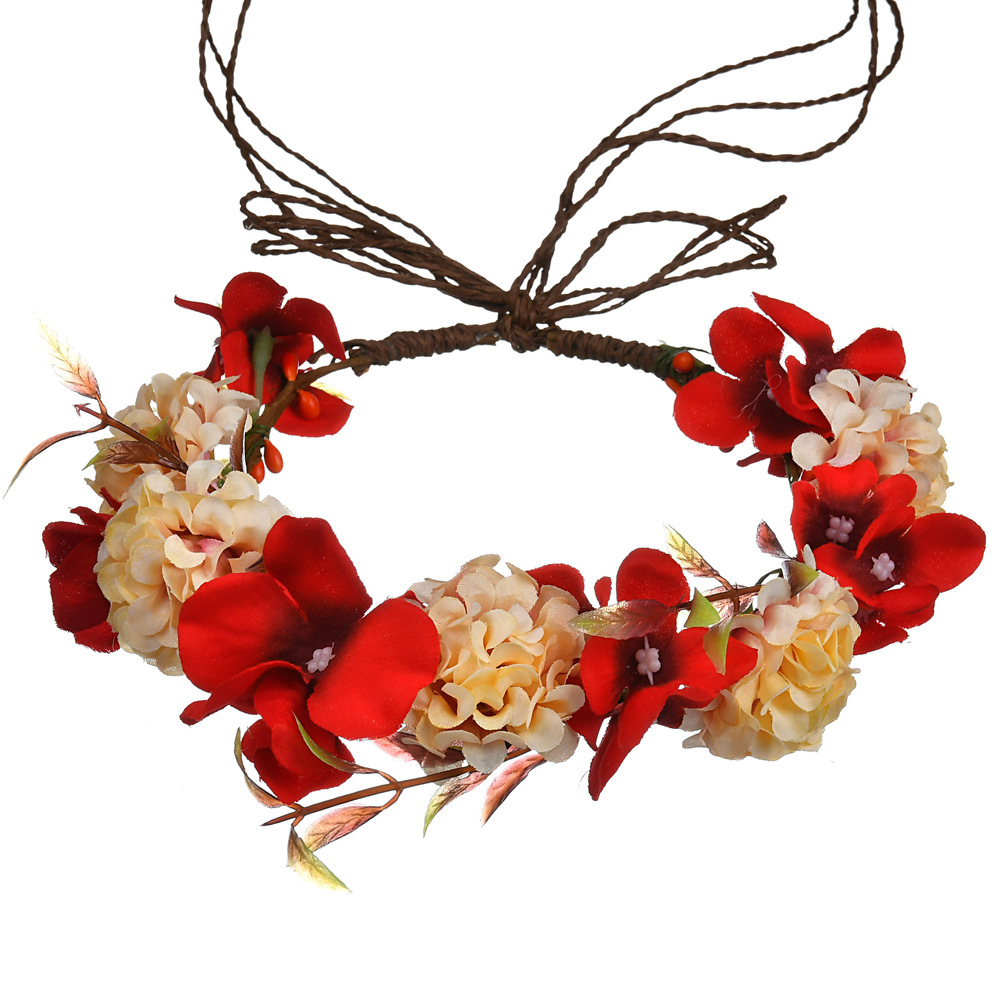 2018春季新款个性头饰花环欧美时尚可爱发圈发带蜡绳打结头花