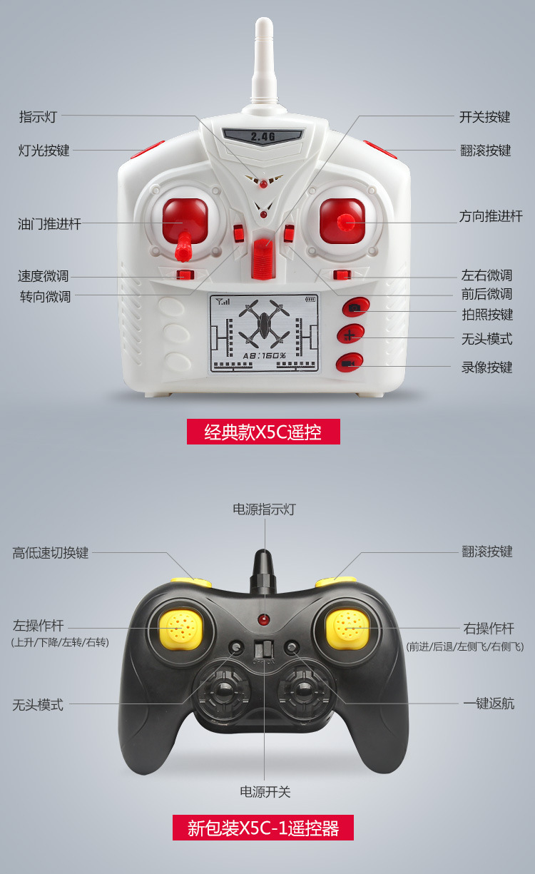 爆款x5c无人机 四轴定高wifi图传航拍飞行器 儿童遥控直升飞机