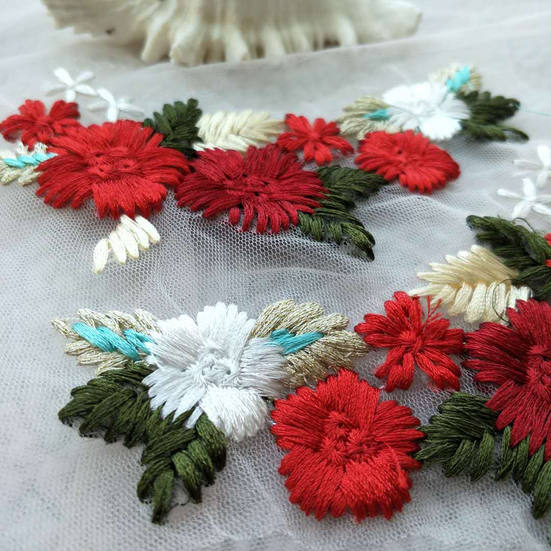 立体手摇花刺绣花朵女装t恤配饰 布贴 补丁 服装辅料衣服贴花装饰