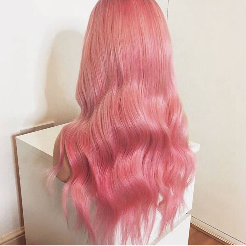 假发长卷发-跨境专供 欧美假发女 化纤渐变粉红色长卷头套 厂家直销