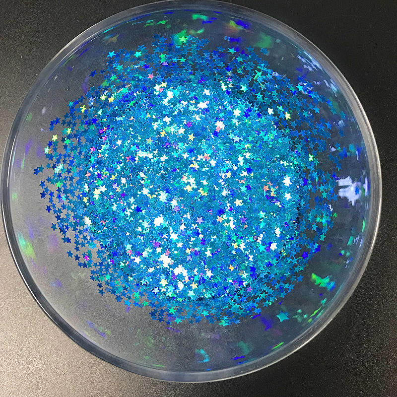 不规则美甲五角星异型亮片厂家 镭射pvc亮片金葱粉七彩星星亮片