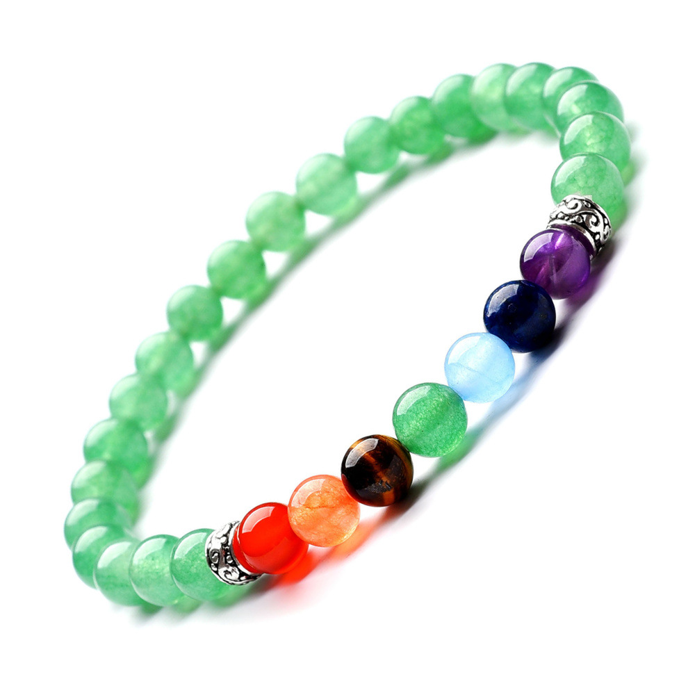 6mm石头紫晶瑜伽手链虎眼石多款式七彩石手串欧美跨境亚马逊饰品