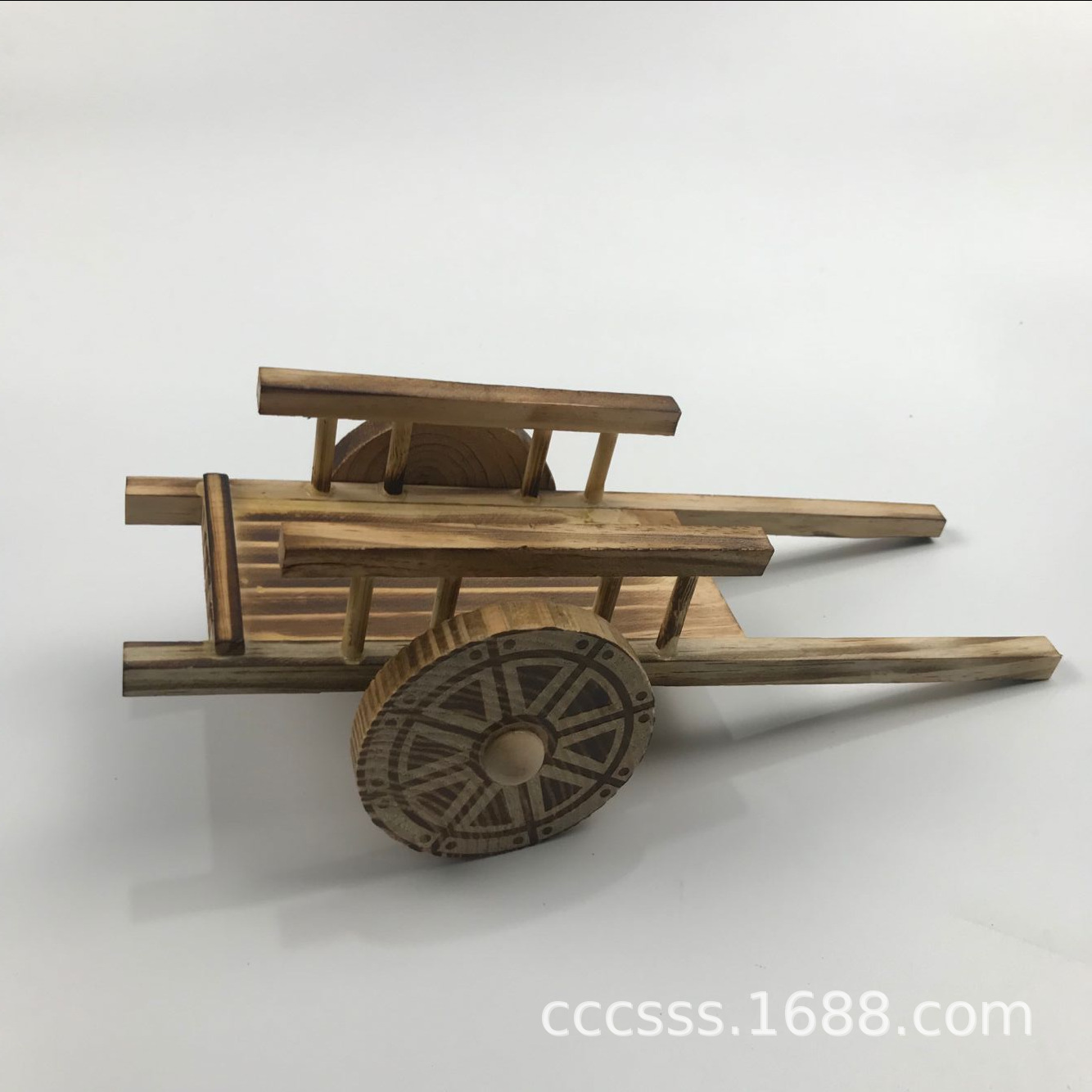 木质仿古农用车平板车两轮手推车 景区热线木质工艺品摆件批发